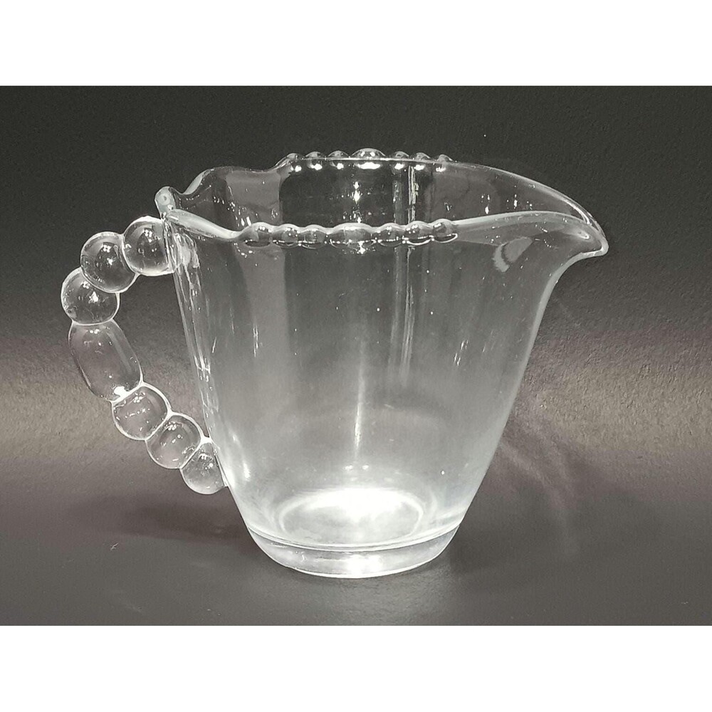 Vintage “Bubble” Clear Glass Creamer – Mid Century w/ Bubble Handle, 1940s–60s